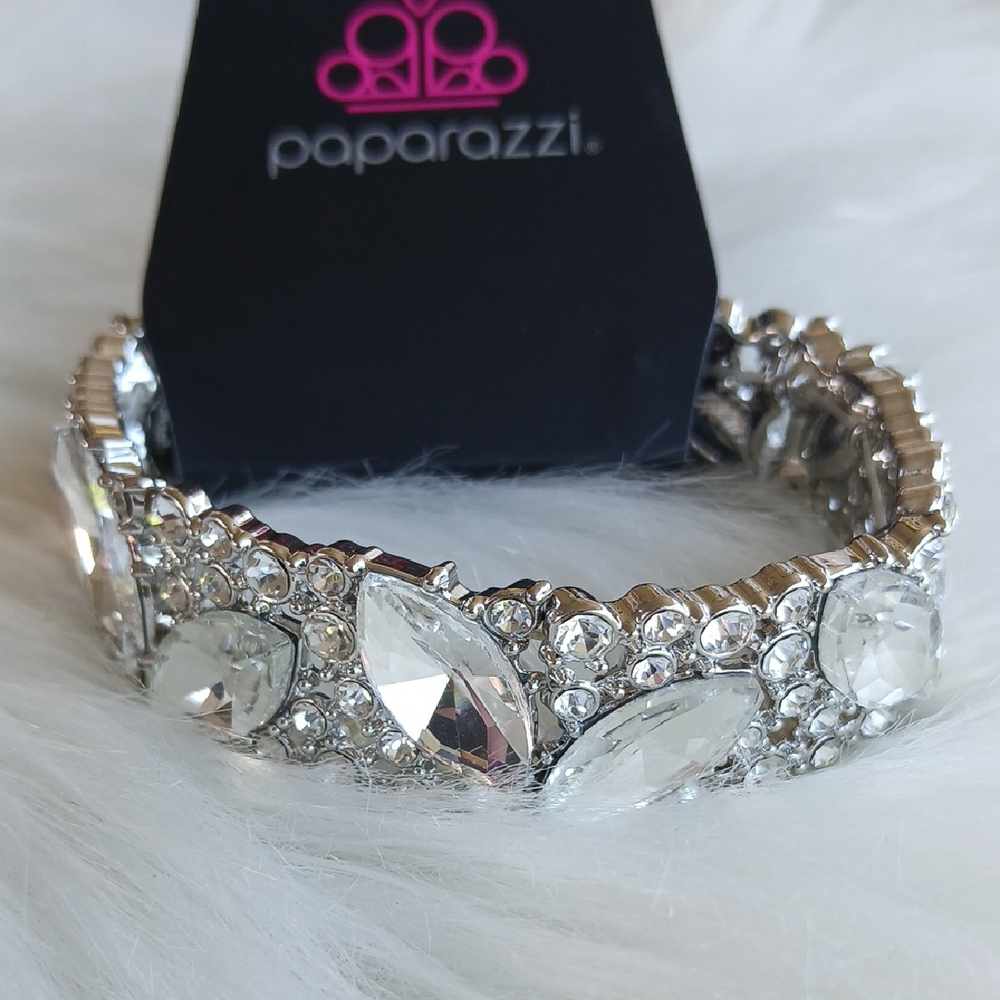 Silver Statement Bracelet with Crystal Accents